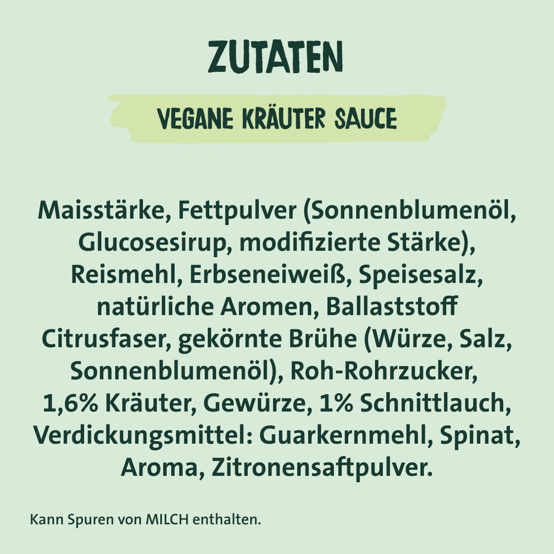 Zutaten vegane Kräuter Sauce
