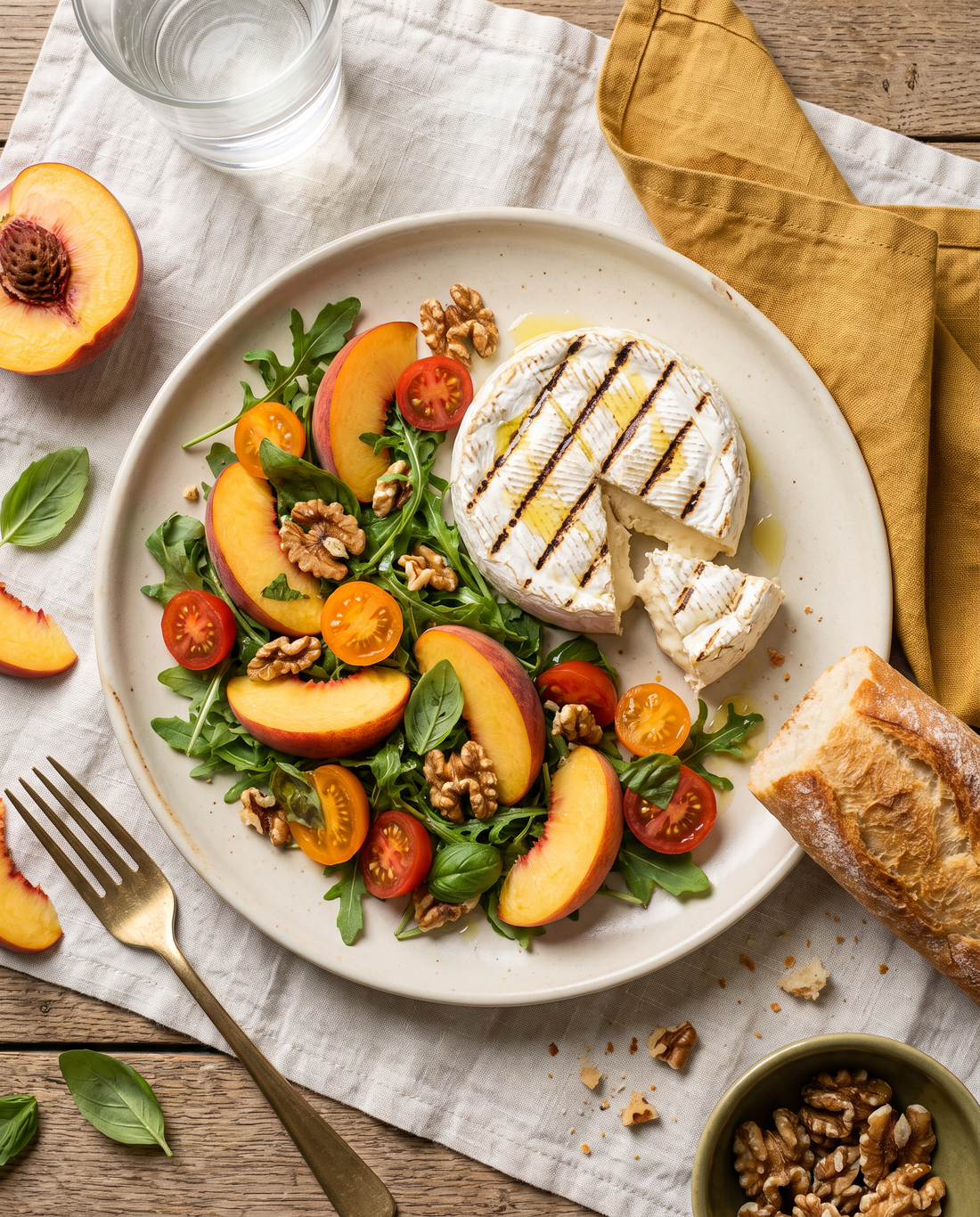 Sommersalat mit Pfirsich & gegrilltem Würzbert