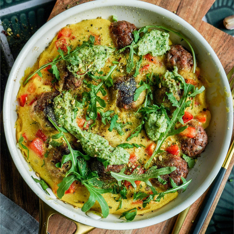 Vegane Frittata mit Ei, Hackbällchen und Pasta e Basta Gewürzmischung