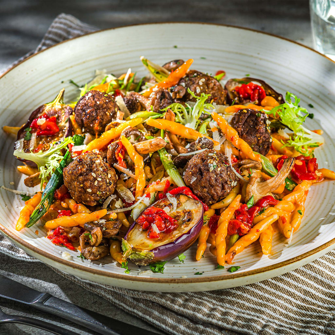 Stringoli mit veganem Hack