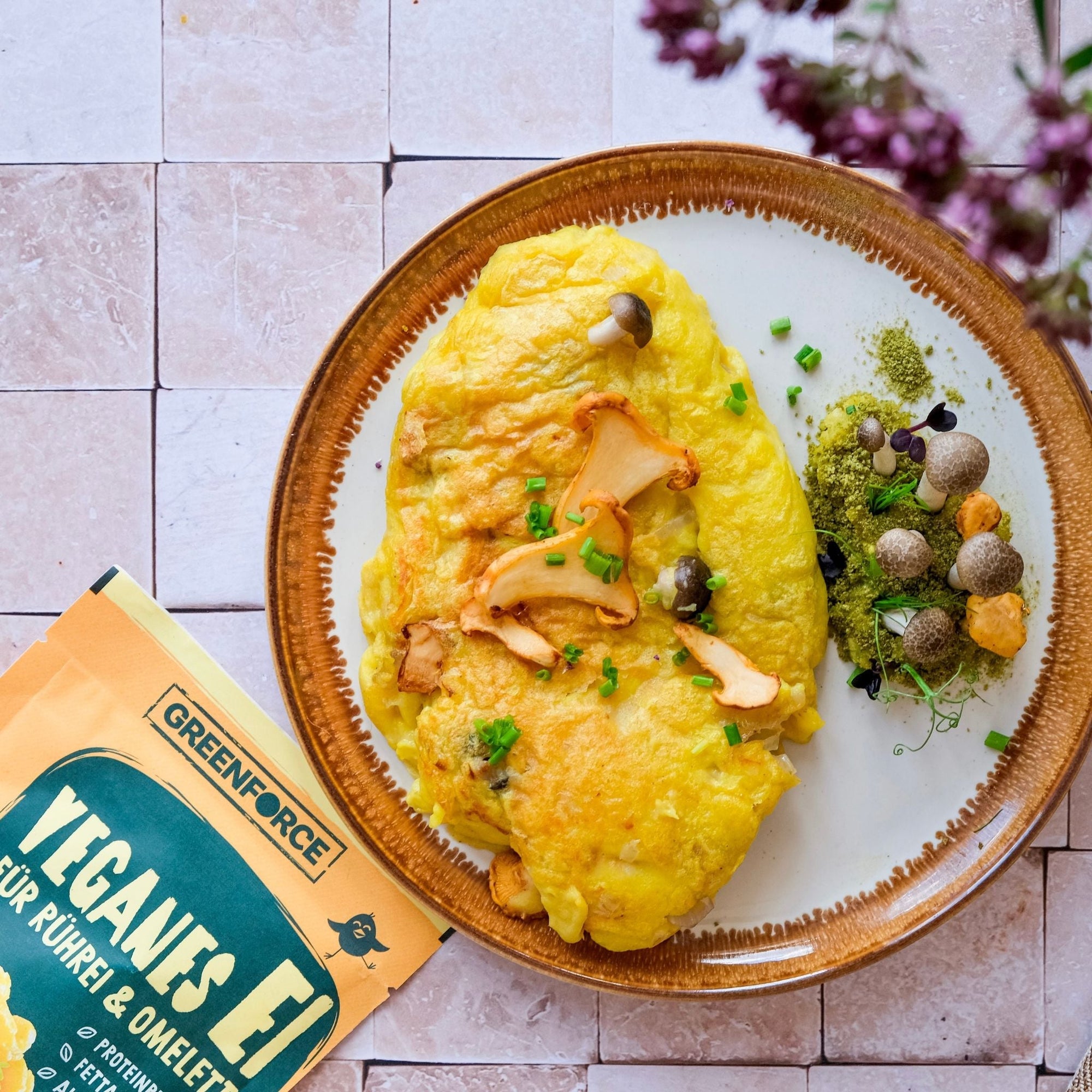 Pilz Omelett aus veganem Ei