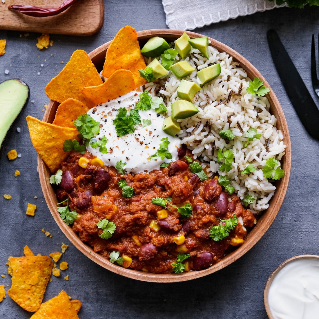 Easy to mix vegan chili sin carne