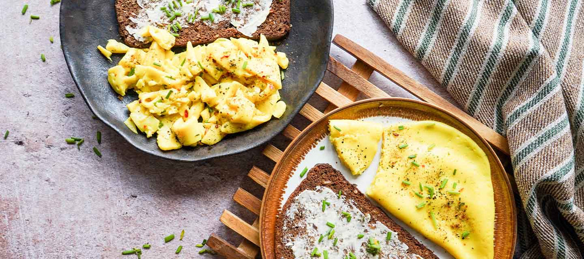 Veganes Ei als Omelett oder Rührei