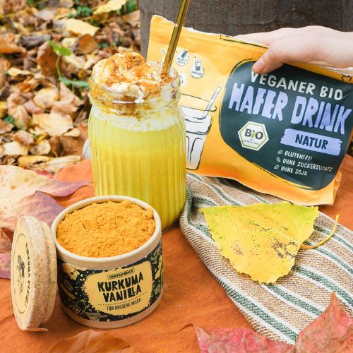 Goldene Milch mit Bio Hafer Drink und Kurkuma Vanilla Gewürzmischung