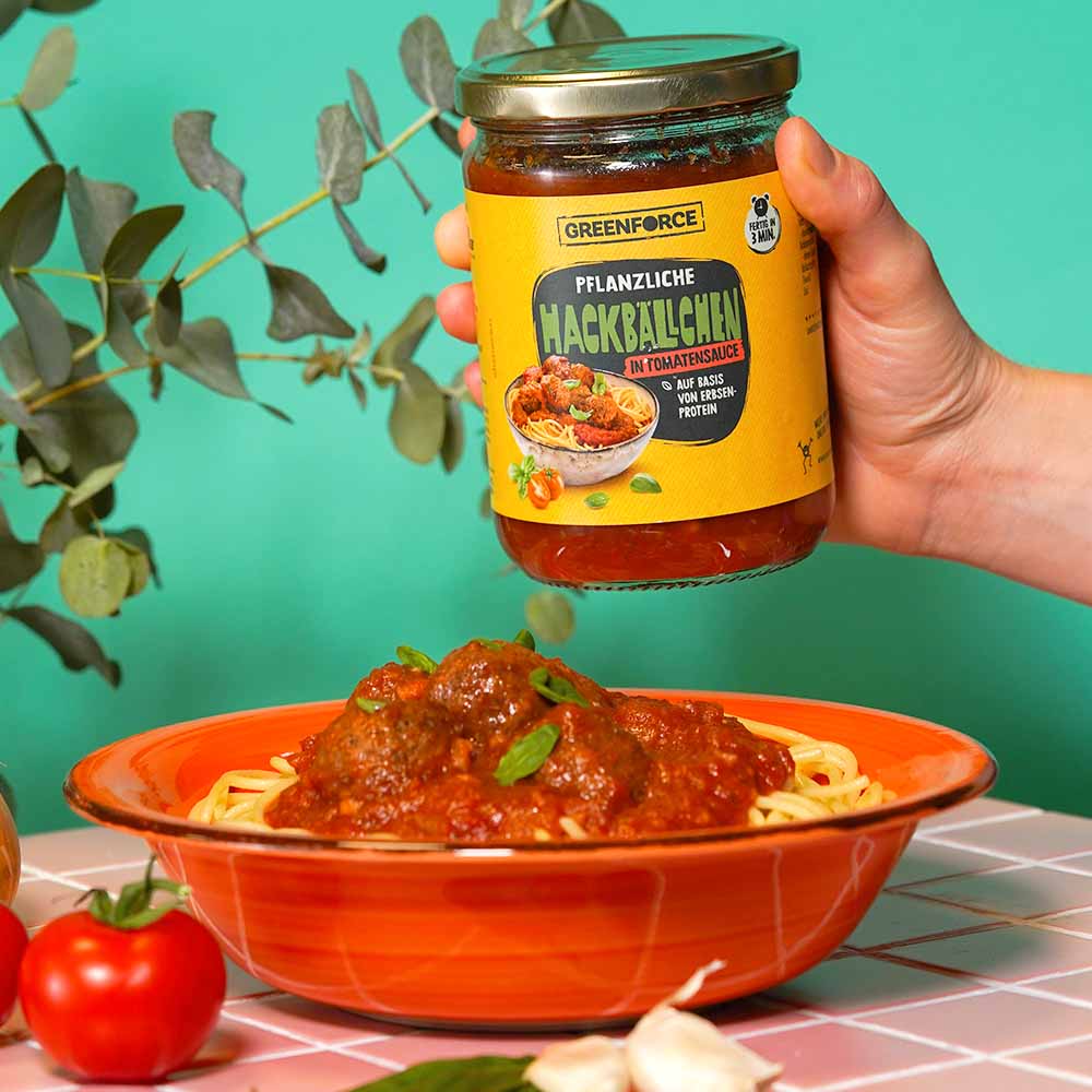 Vegane Hackbällchen - Veganes Fertiggericht im Glas Vegane Hackbällchen - Veganes Fertiggericht im Glas