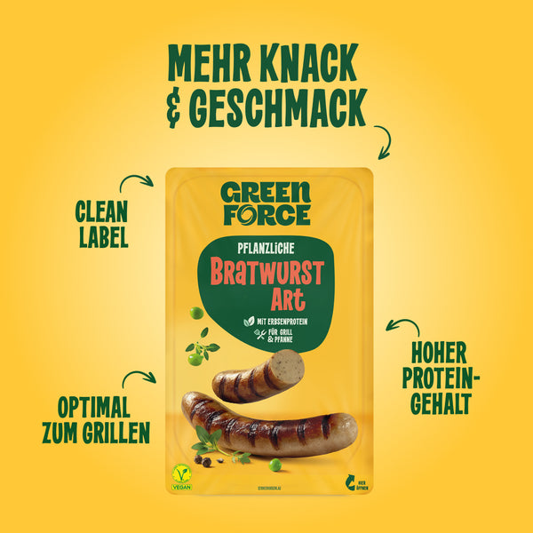 Pflanzliche Bratwurst Art
