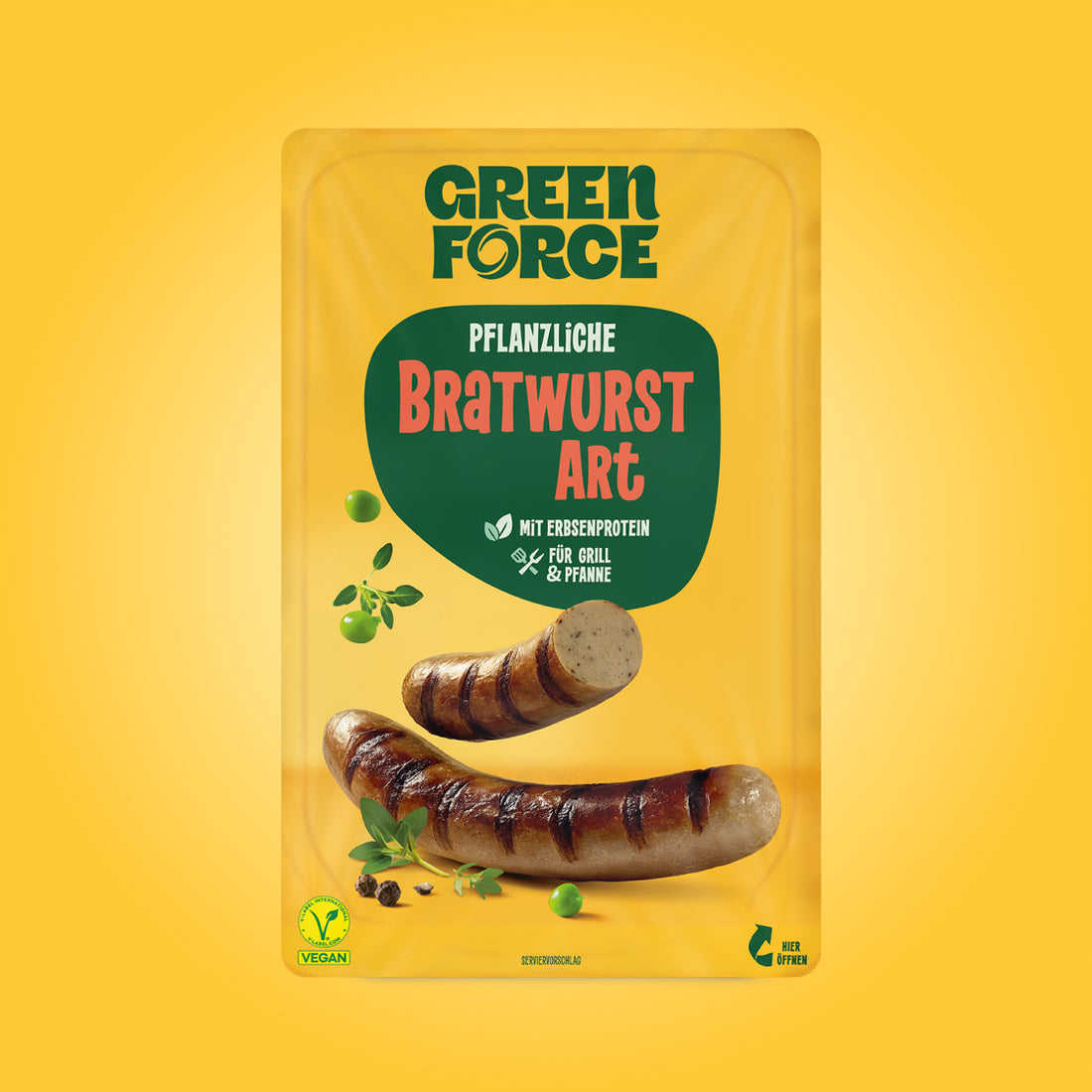 Pflanzliche Bratwurst Art