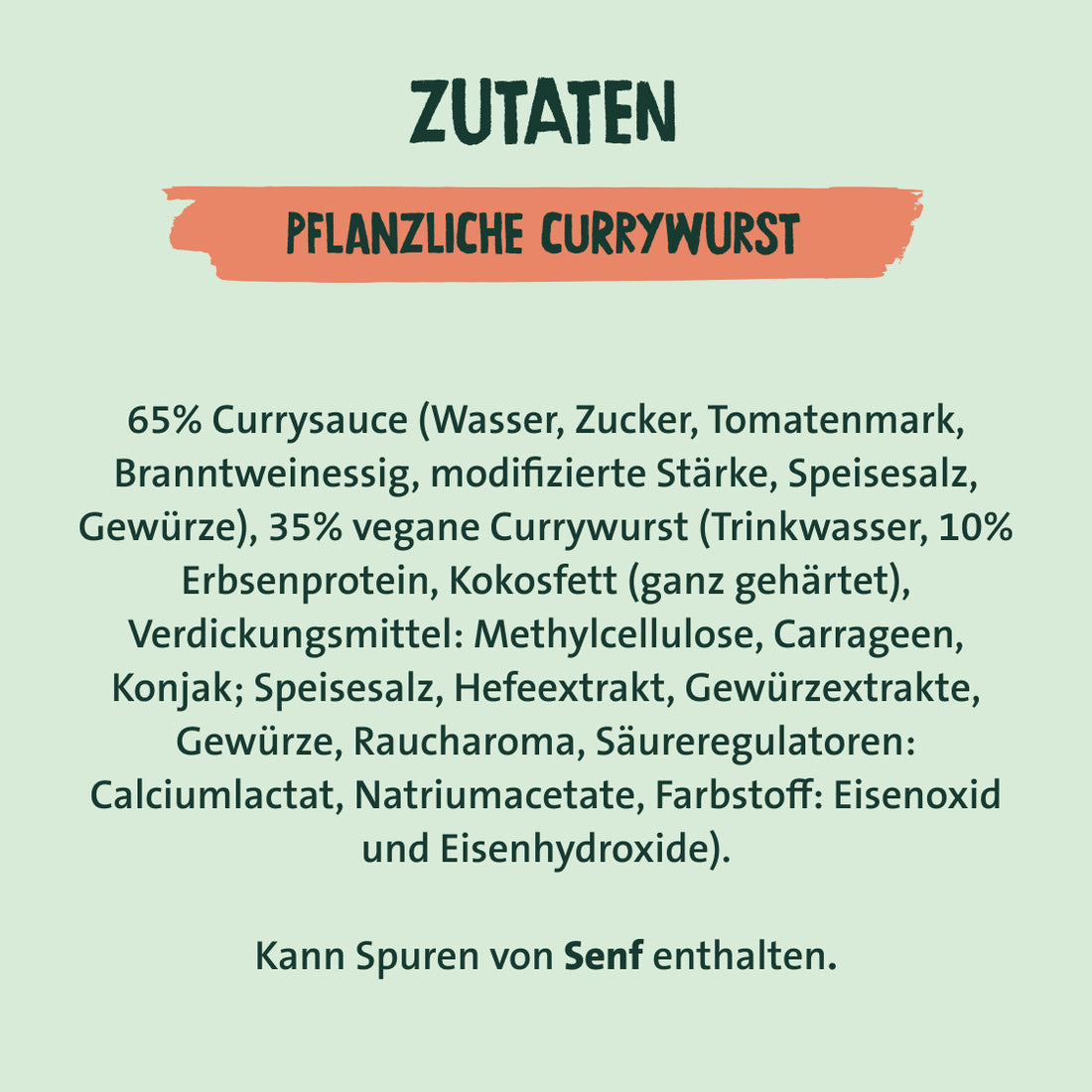 Zutaten pflanzliche Currywurst