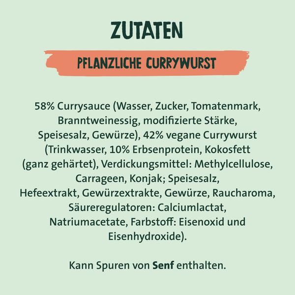 Zutaten der pflanzlichen Currywurst