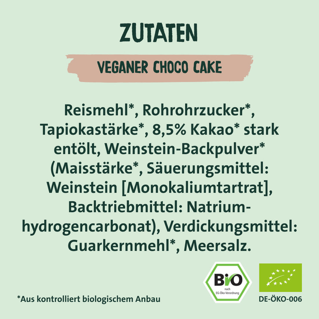 Zutaten veganer Choco Cake