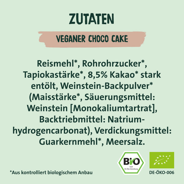 Zutaten veganer Choco Cake